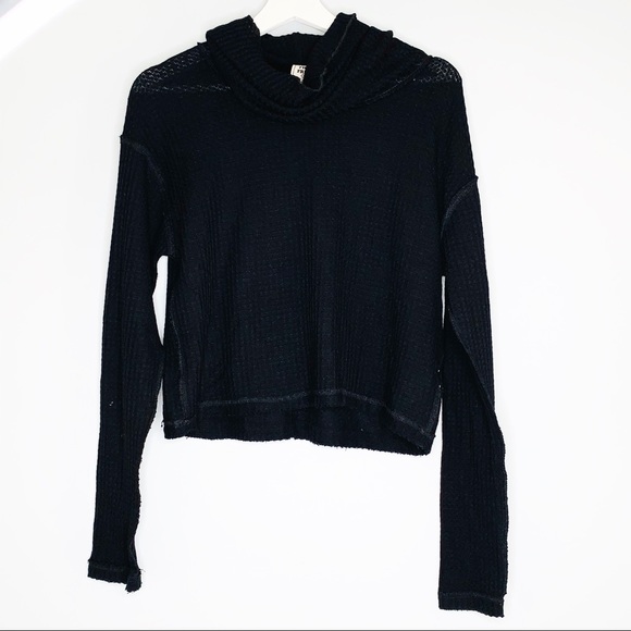 Free People | Black Cowl-Neck Thermal Top | Sz XS - Picture 2 of 7